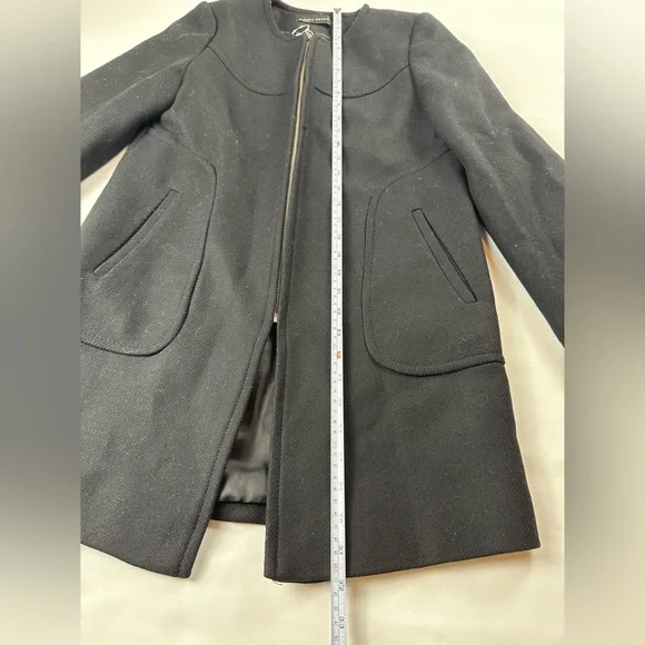 Zara women's black wool zip up coat size xs - Picture 6 of 10